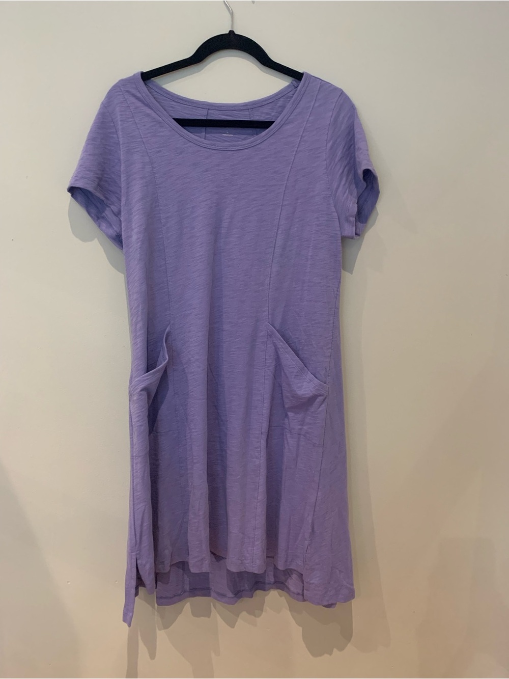 Escape Women’s Periwinkle/Lavender Scoop Neck Cotton Pocket Tee Dress